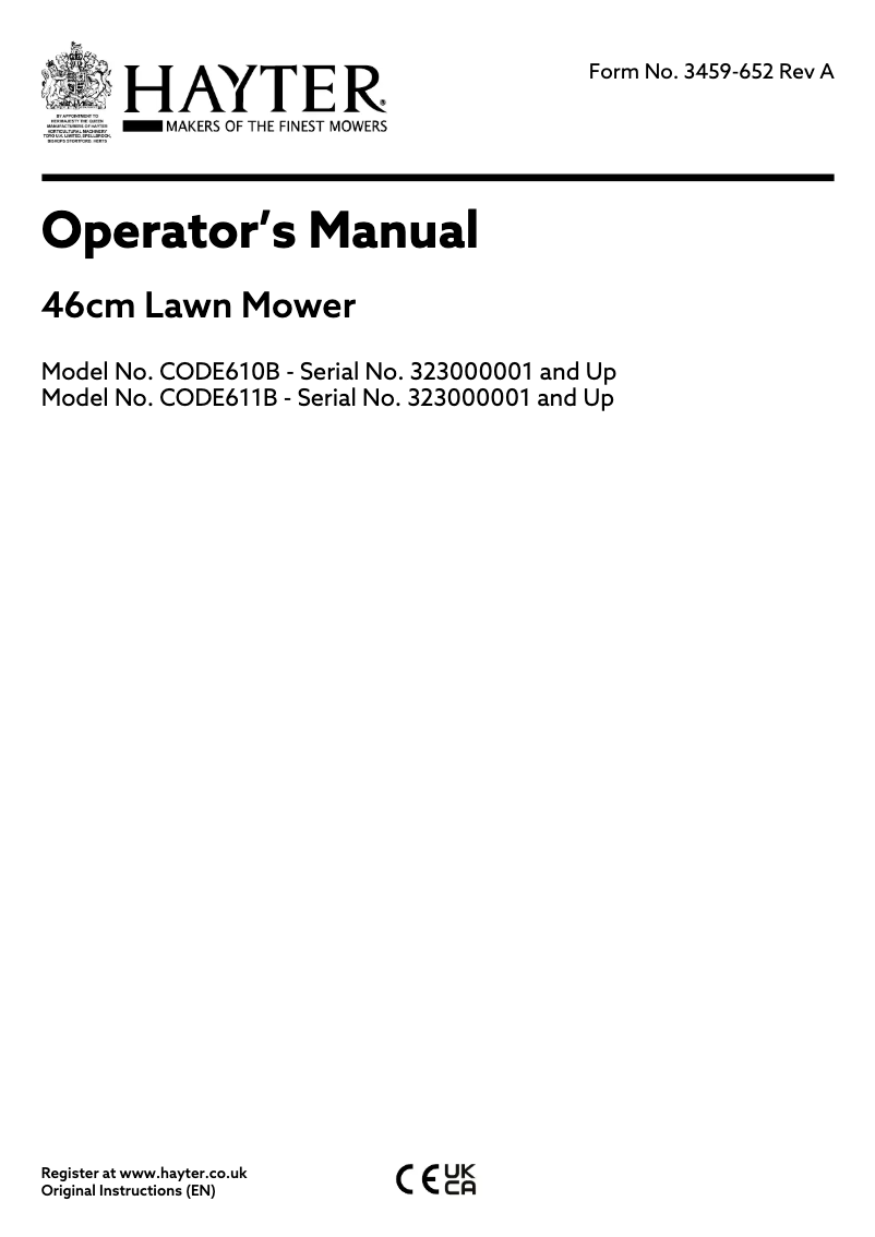 Page 1 de la notice Manuel utilisateur Hayter OSPREY 46