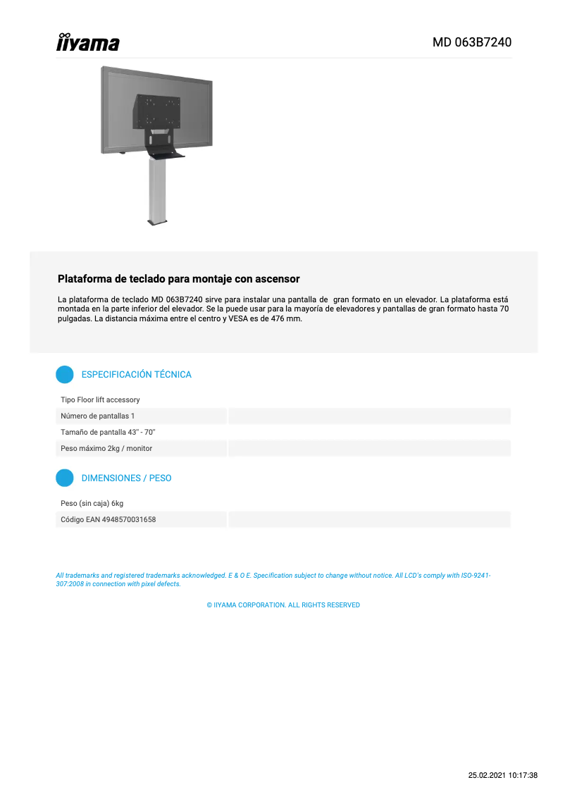 Página 1 del manual Manual de usuario Iiyama MD 063B7240