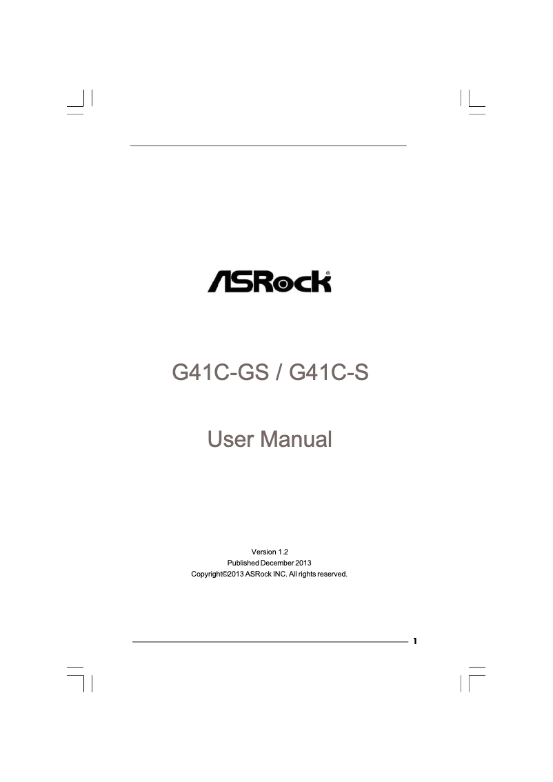 Page 1 de la notice Manuel utilisateur Asrock G41C-GS
