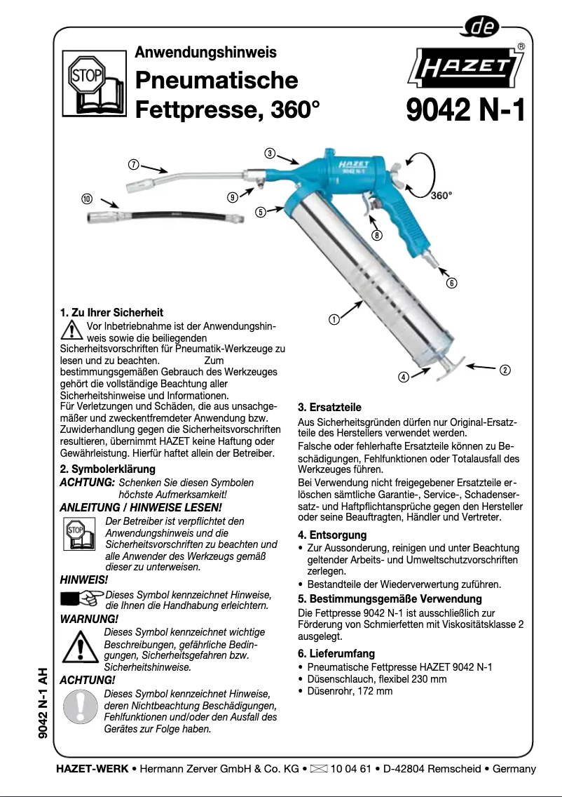 Página 1 del manual Manual de usuario Hazet 9042N-1