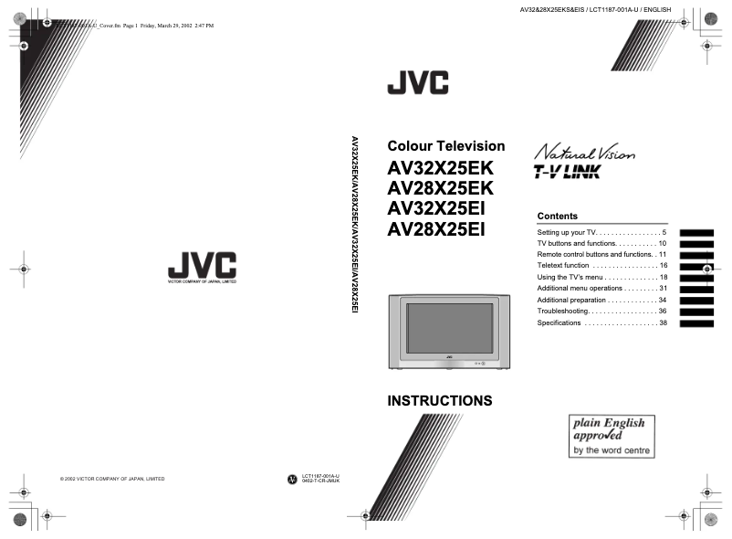Page n°1 - Manuel utilisateur JVC AV32X25EK