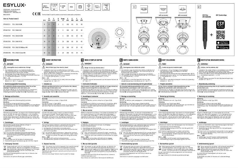Page 1 de la notice Manuel utilisateur Esylux PD-C 360i/24 DIM