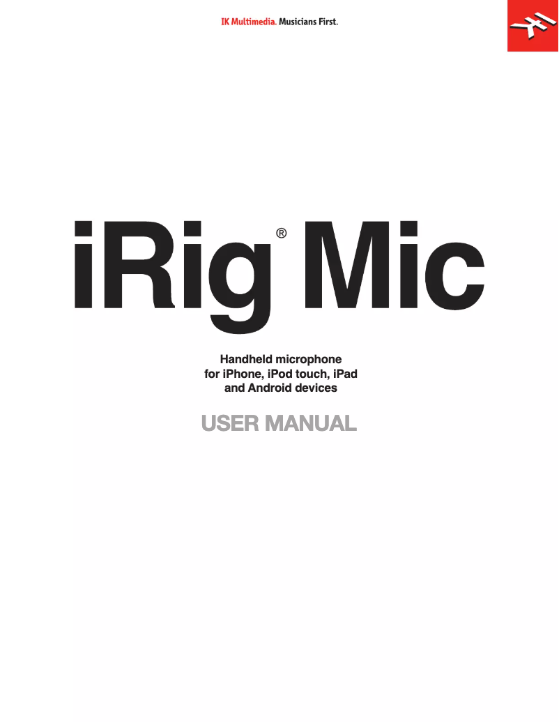 Image de la première page du manuel de l'appareil iRig Mic