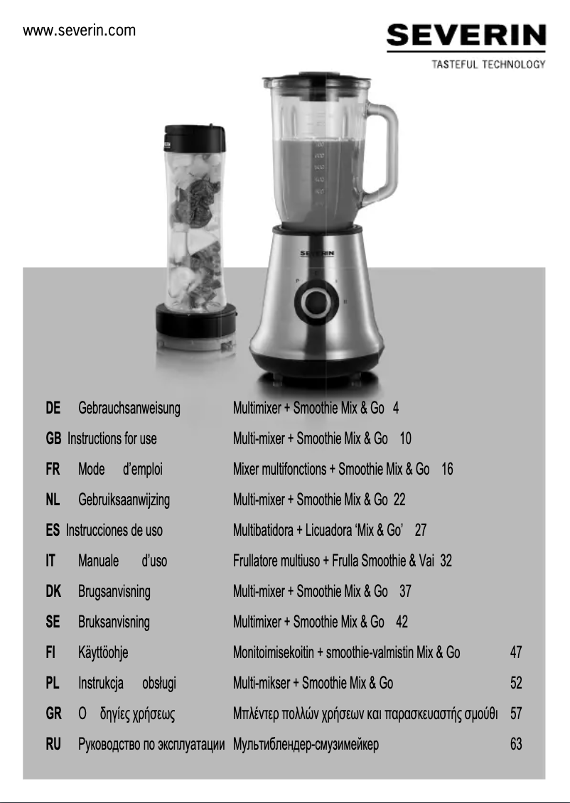 Page n°1 - Manuel utilisateur Severin SM 3737