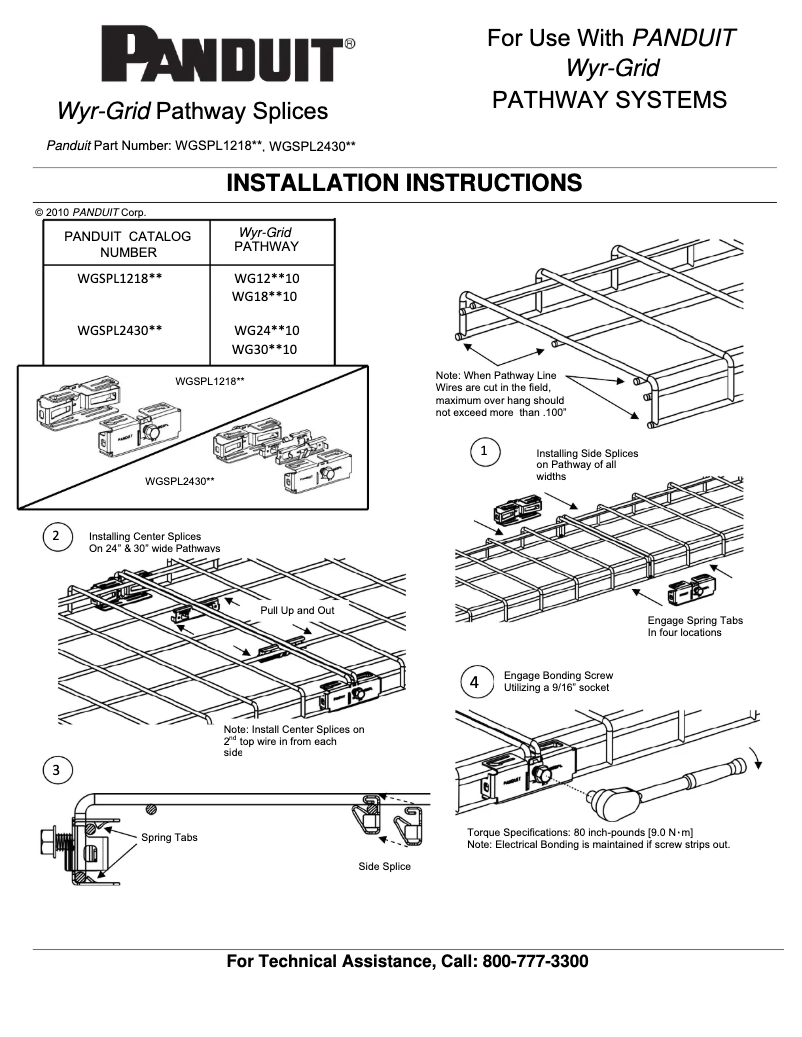 Page n°1 - Manuel utilisateur Panduit WGSPL2430BL