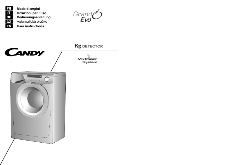 Page 1 de la notice Manuel utilisateur Candy EVO 1473 DW-S Grando