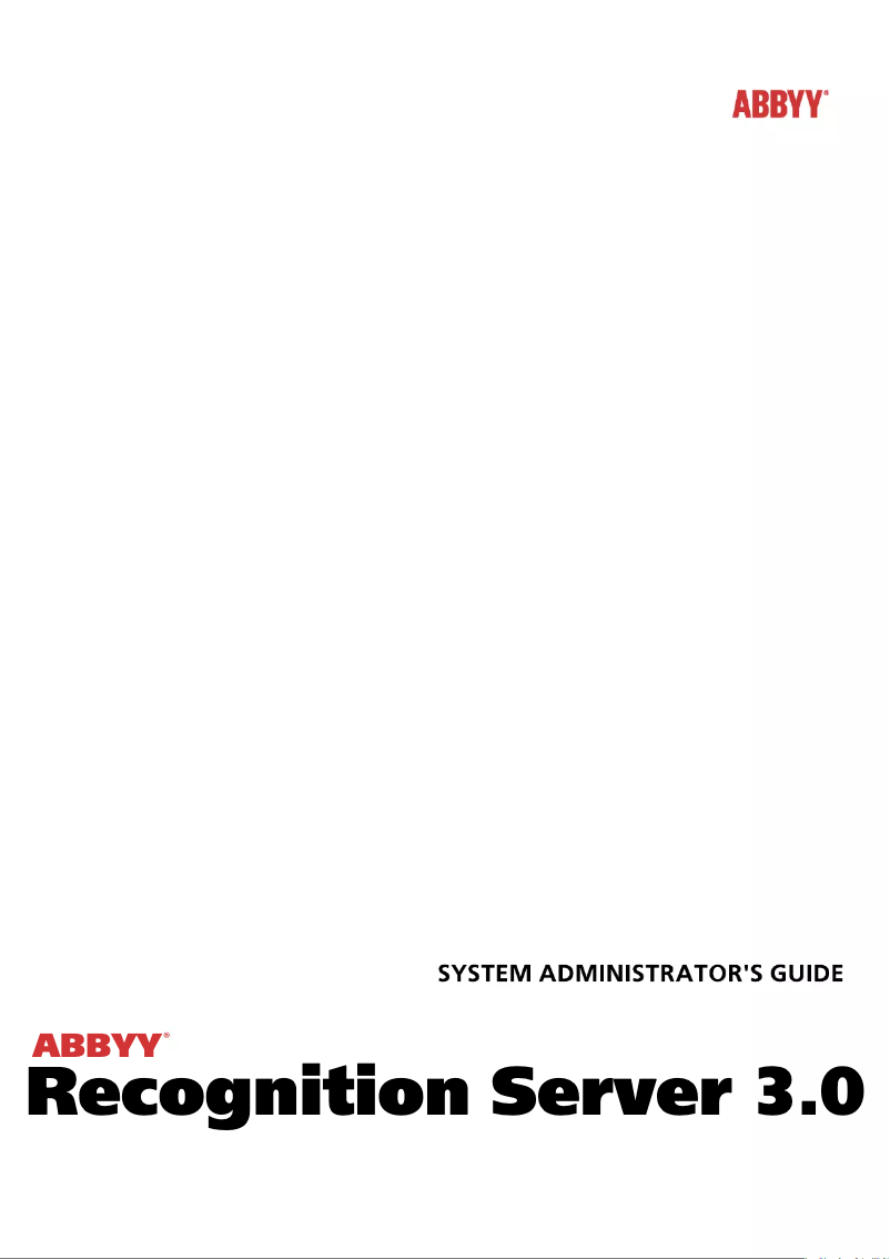 Image de la première page du manuel de l'appareil Recognition Server 3.0
