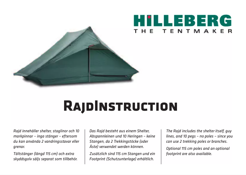 Page n°1 - Manuel utilisateur Hilleberg Rajd