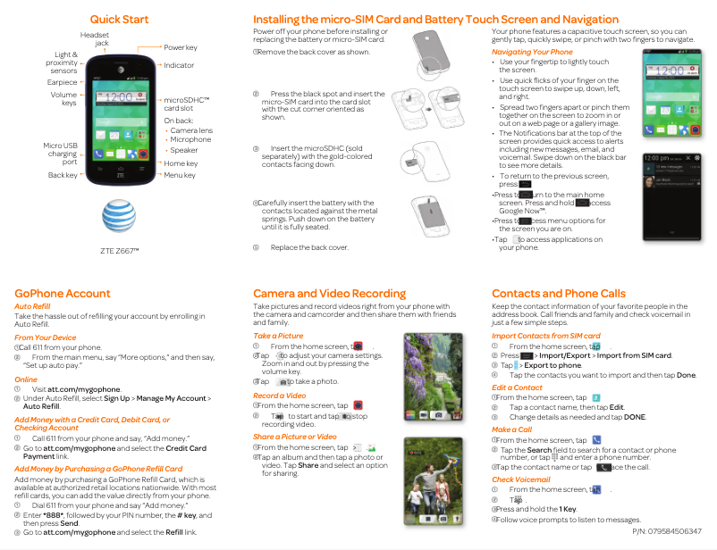 Page n°1 - Guide de démarrage rapide ZTE Z667