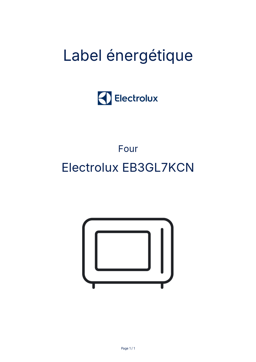 Page n°1 - Label énergétique Electrolux EB3GL7KCN