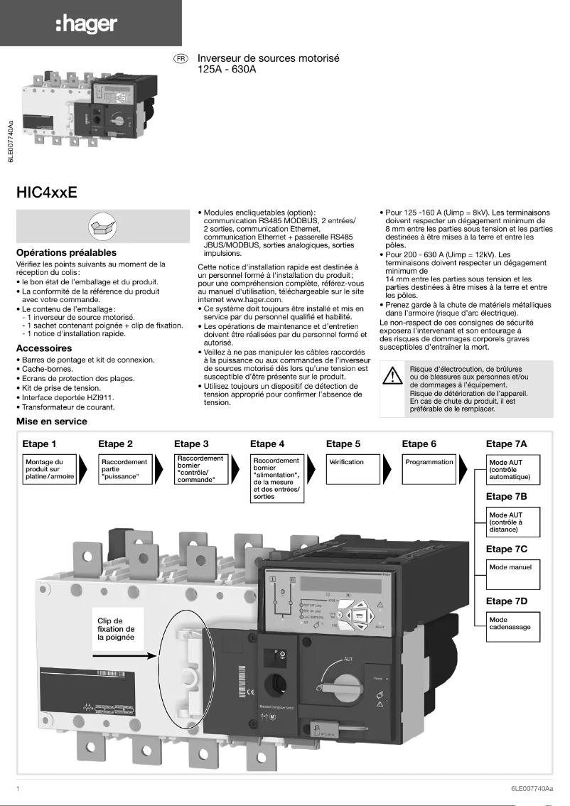 Page 1 de la notice Manuel utilisateur Hager HIC440E