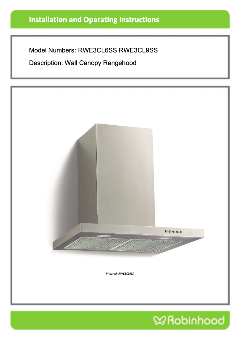 Page n°1 - Guide d'installation Robinhood RWE 900