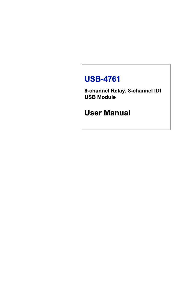 Image de la première page du manuel de l'appareil USB-4761-CE