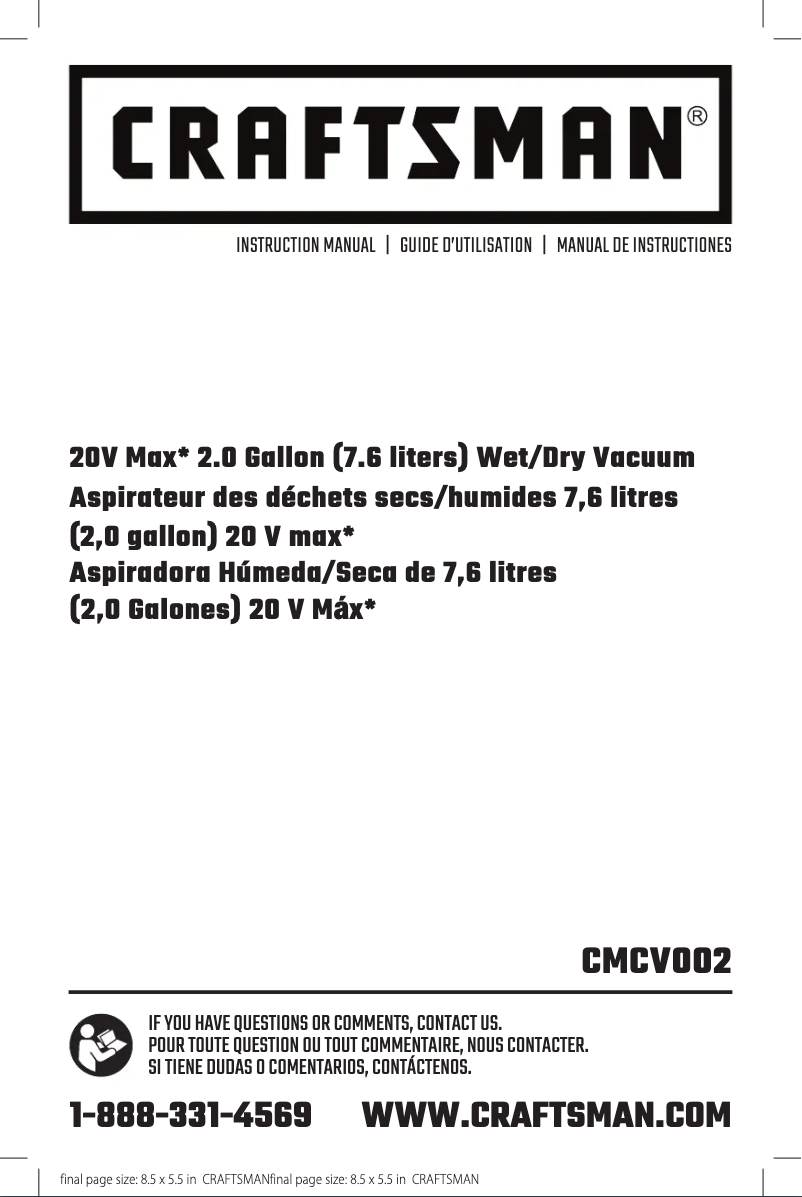 Image de la première page du manuel de l'appareil CMCV002B