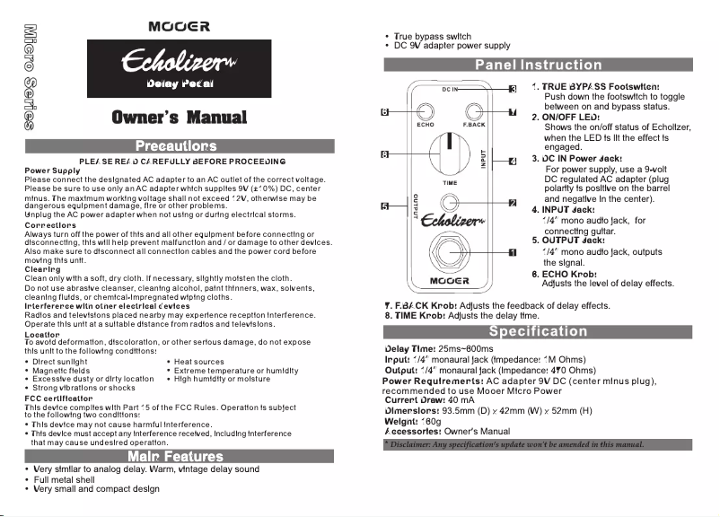 Image de la première page du manuel de l'appareil Echolizer