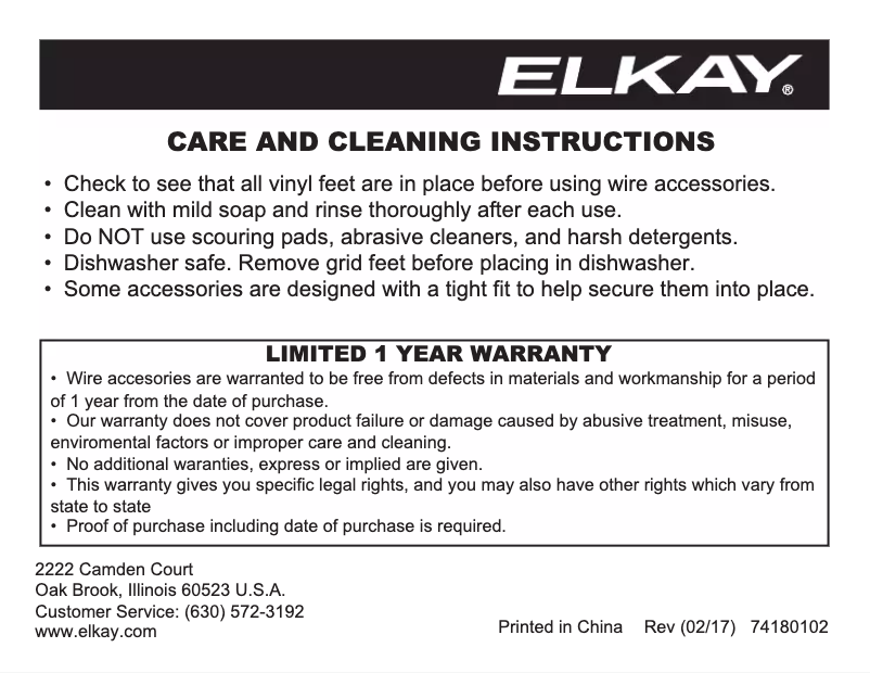 Page 1 de la notice Manuel utilisateur Elkay LKOBG1518SS