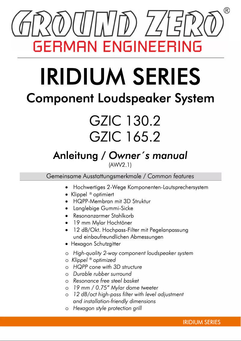 Página 1 del manual Manual de usuario Ground Zero GZIC 130.2