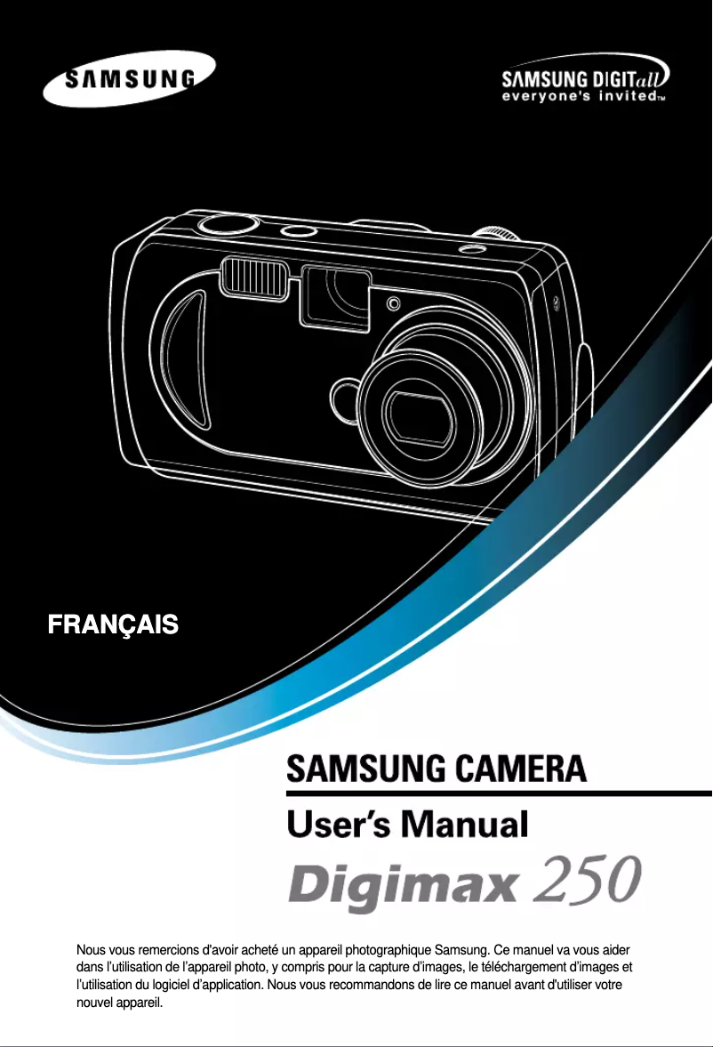 Page 1 de la notice Manuel utilisateur Samsung Digimax 250