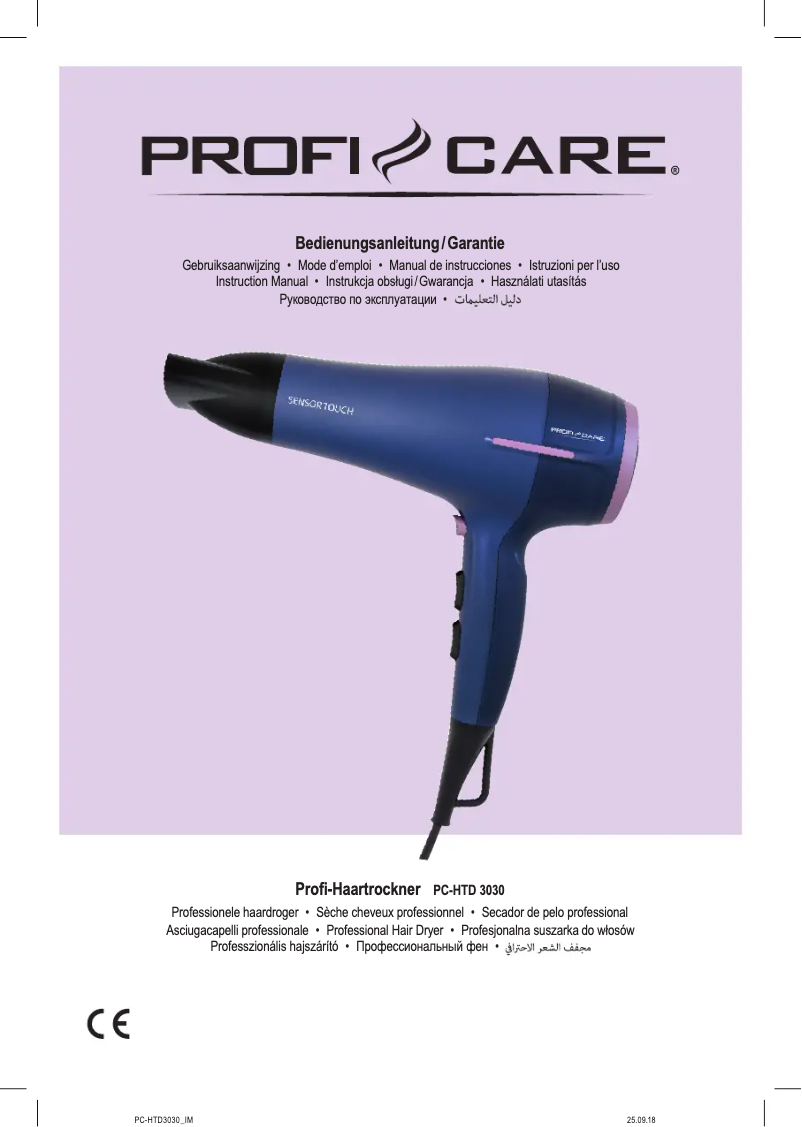 Page 1 de la notice Manuel utilisateur ProfiCare PC-HT 3030