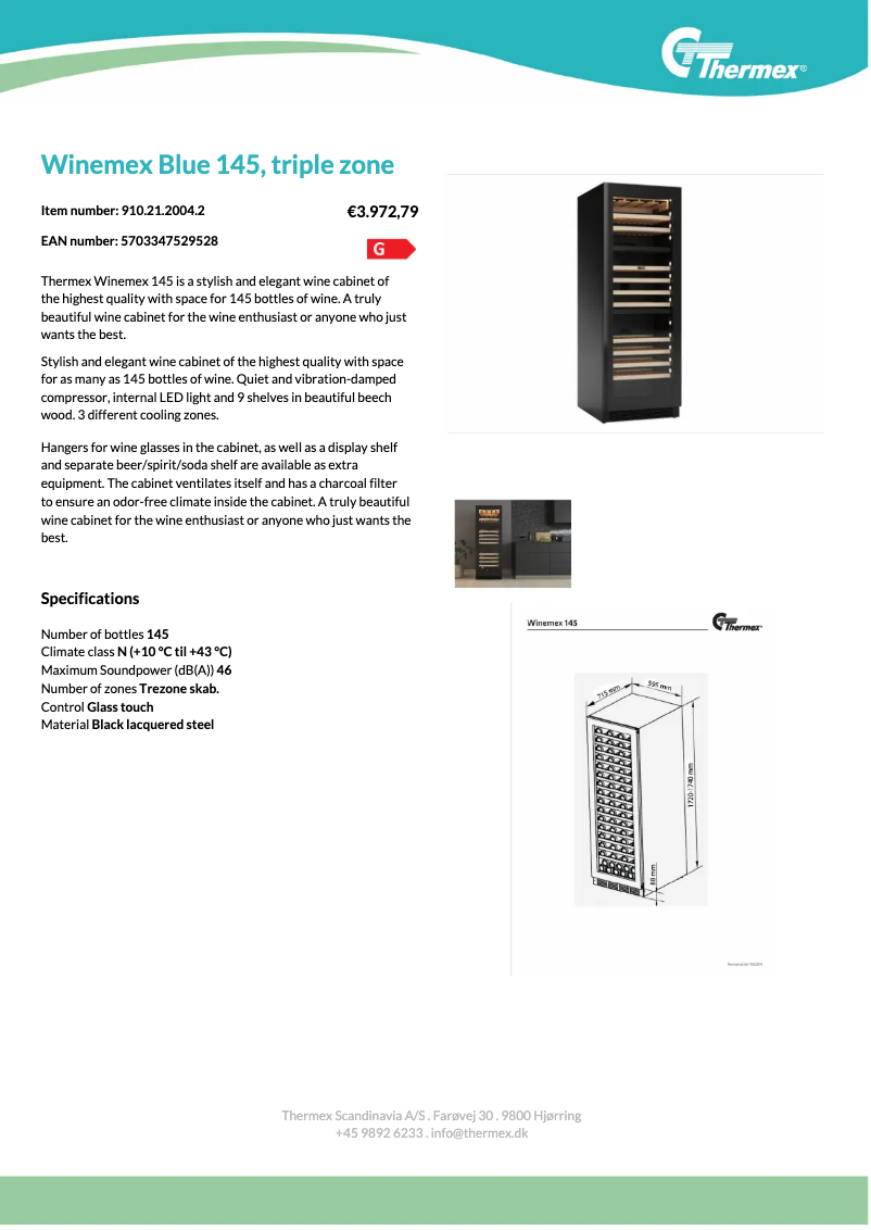Page n°1 - Fiche technique Thermex Winemex Blue 145