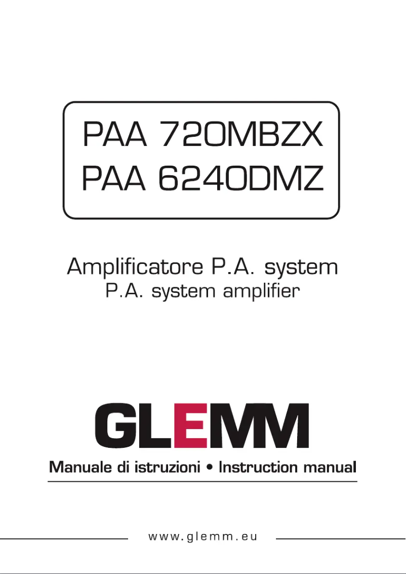 Page 1 de la notice Manuel utilisateur Glemm PAA 720MBZX