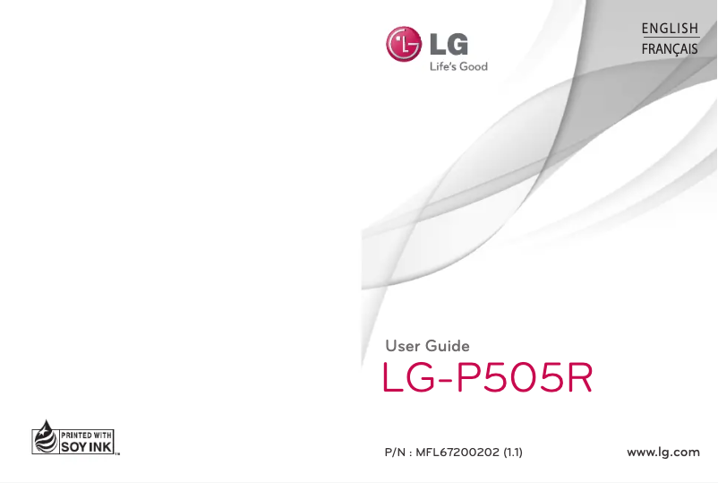 Page 1 de la notice Manuel utilisateur LG P505R