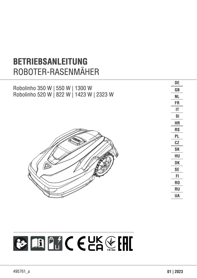 Page n°1 - Manuel utilisateur Solo Robolinho 520 W
