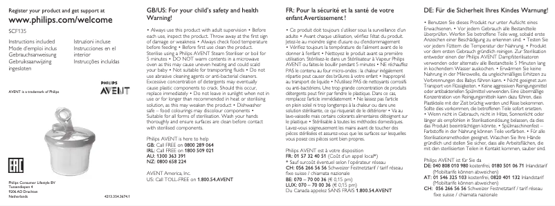Page 1 de la notice Manuel utilisateur Philips AVENT SCF135