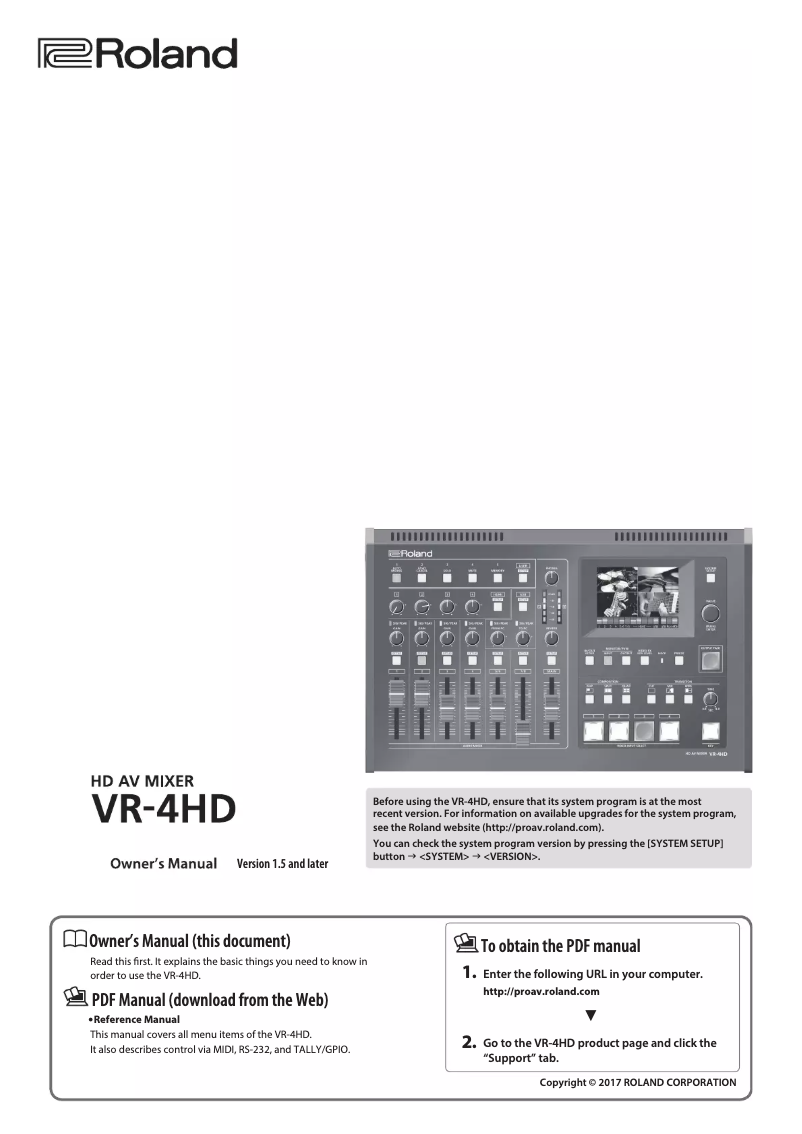Page n°1 - Manuel utilisateur Roland VR-4HD
