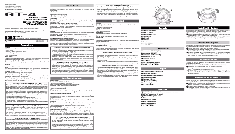 Page n°1 - Manuel utilisateur Korg GT-4