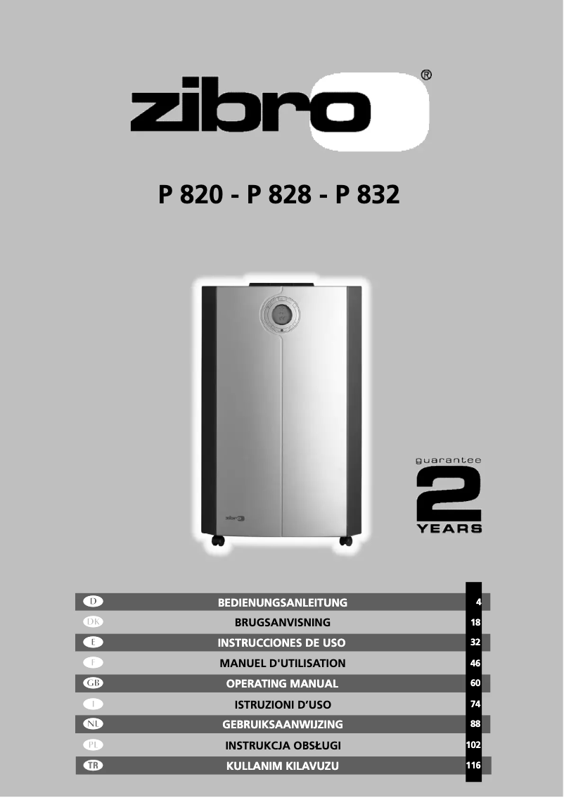 Image de la première page du manuel de l'appareil P 832