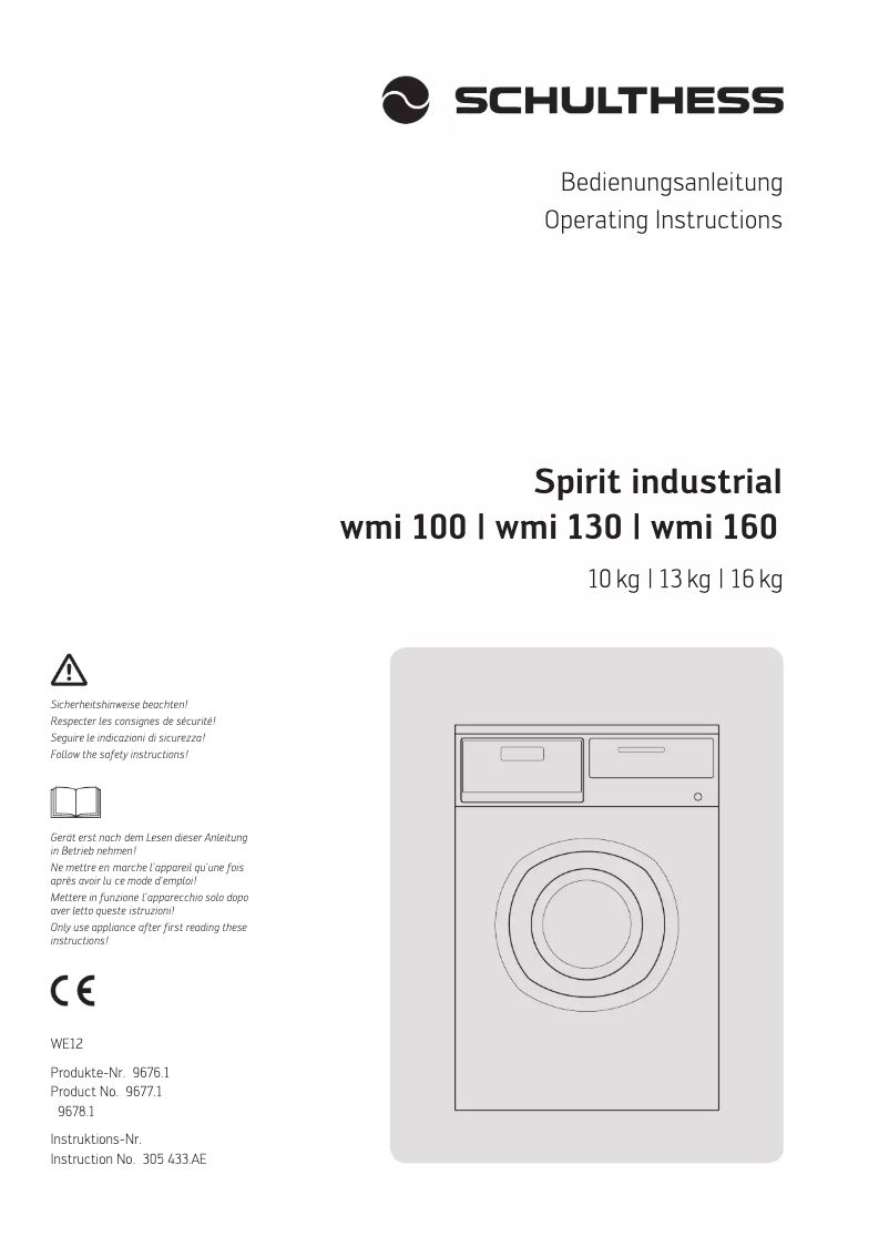 Page 1 de la notice Manuel utilisateur Schulthess Spirit industrial WMI 130