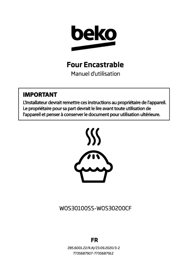 Image de la première page du manuel de l'appareil WOS30200CF