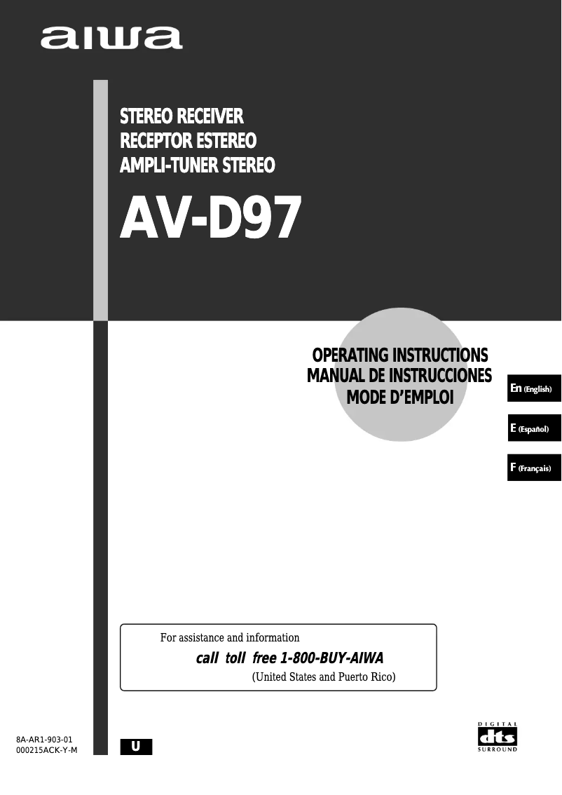 Page 1 of the manual User Manual Aiwa AV-D97
