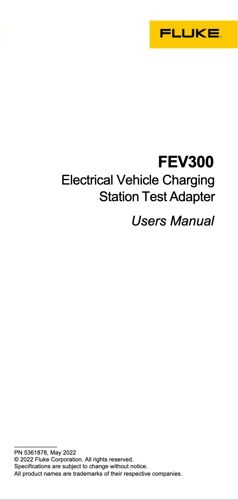 Page n°1 - Manuel utilisateur Fluke FEV300