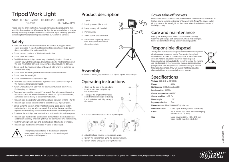 Image de la première page du manuel de l'appareil HK-LB644A-1TSV