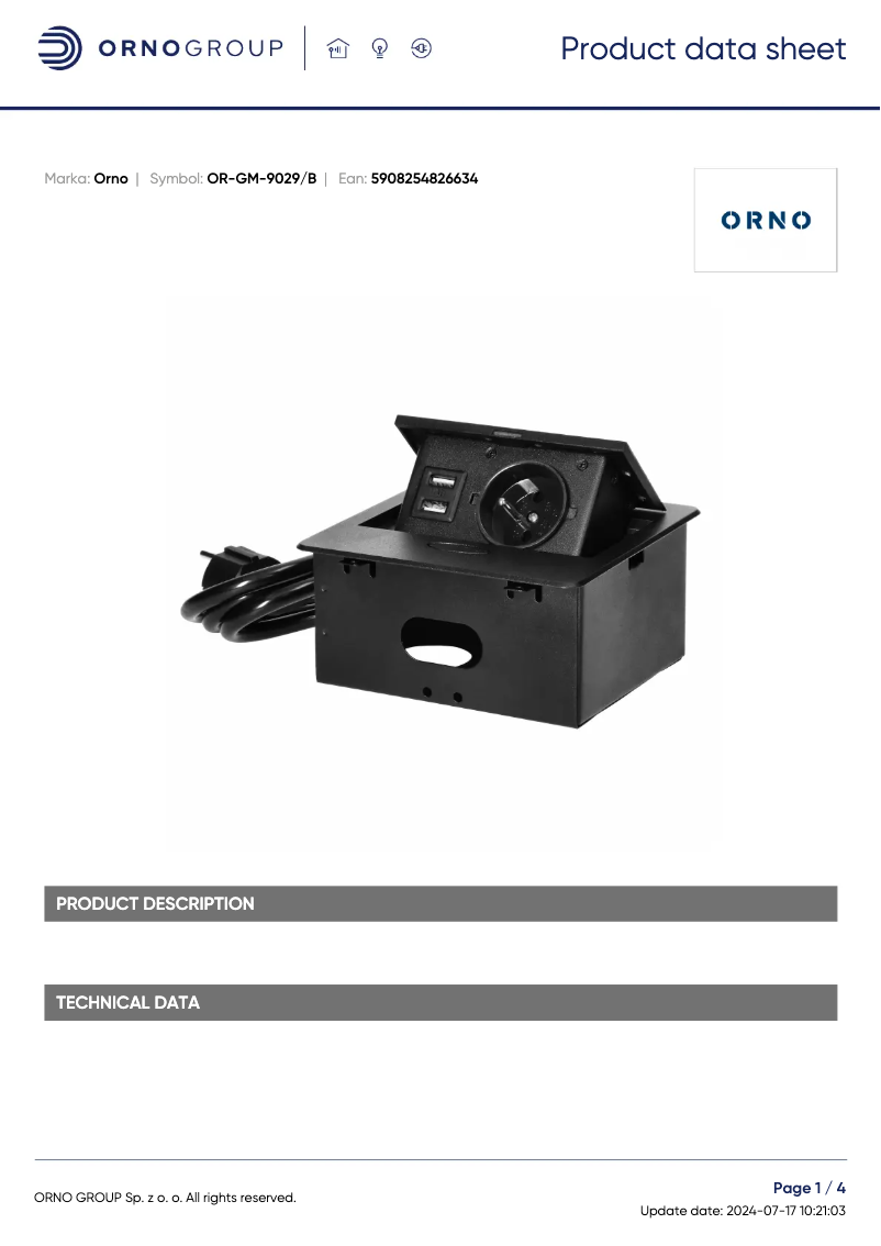 Image de la première page du manuel de l'appareil OR-GM-9029