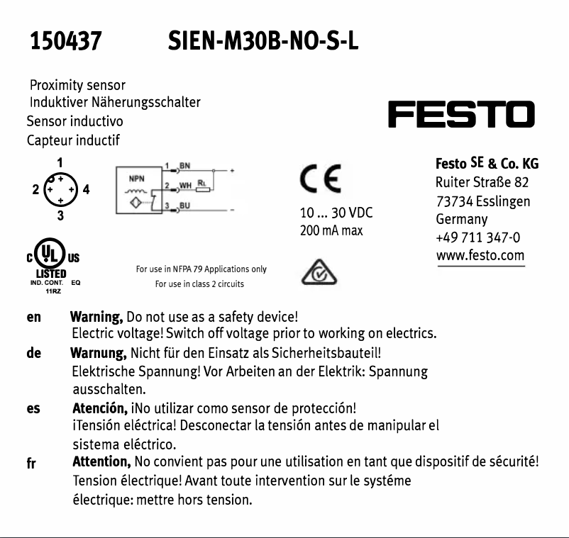 Page 1 de la notice Manuel utilisateur Festo SIEN-M30B-NO-S-L