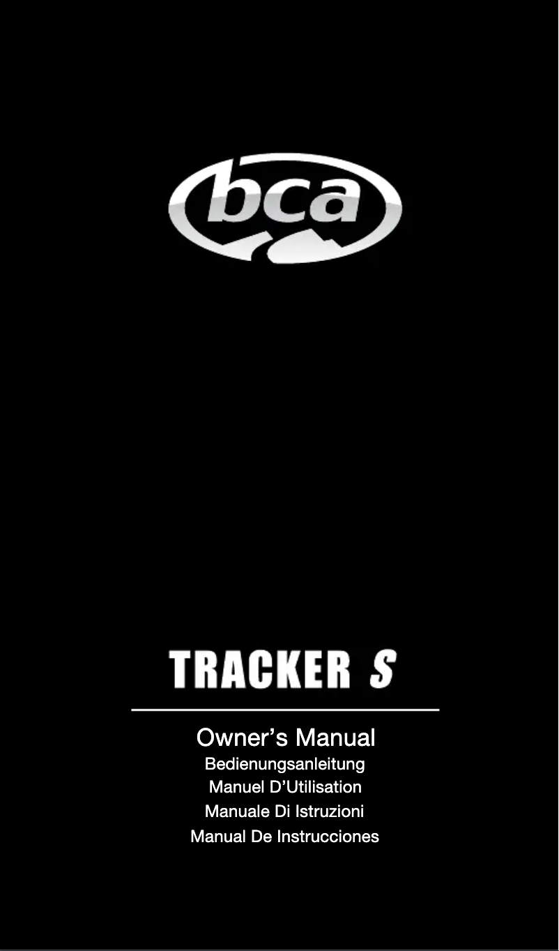Page n°1 - Manuel utilisateur BCA Tracker S