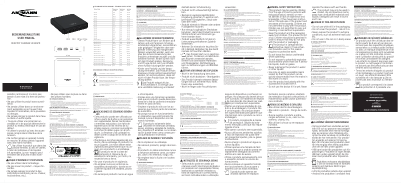 Page 1 de la notice Manuel utilisateur Ansmann DC465PD
