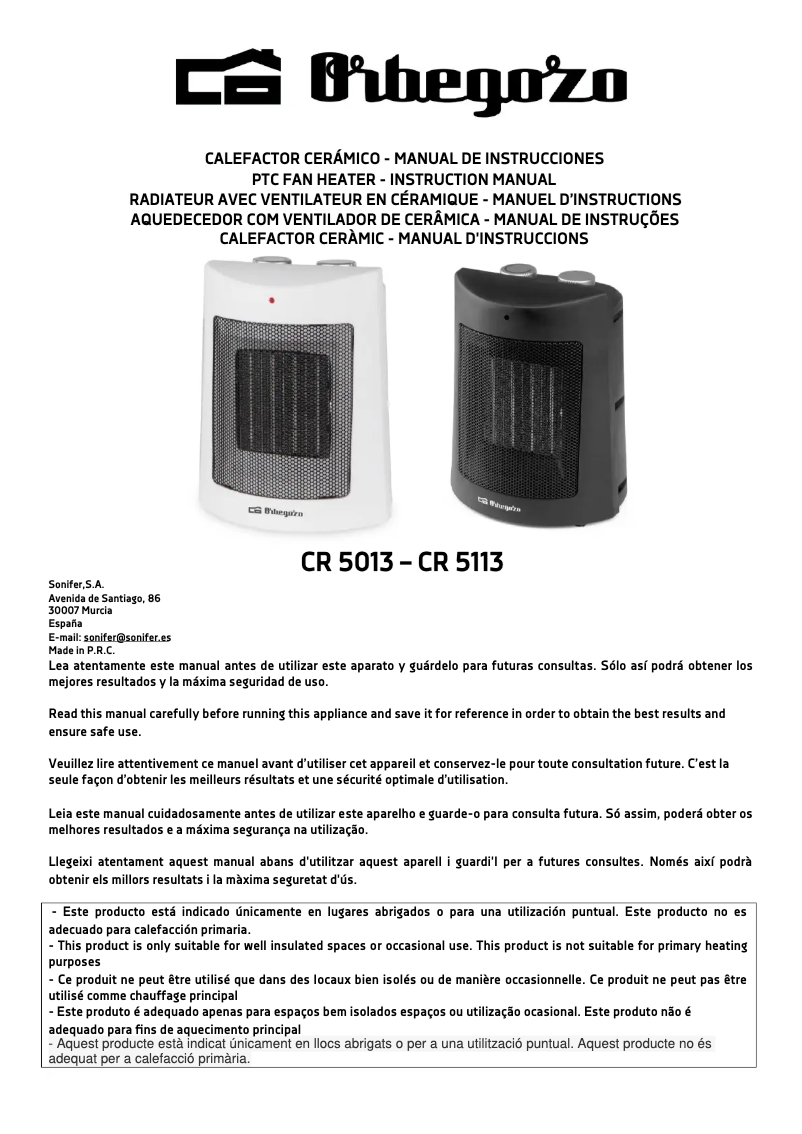 Image de la première page du manuel de l'appareil CR 5113