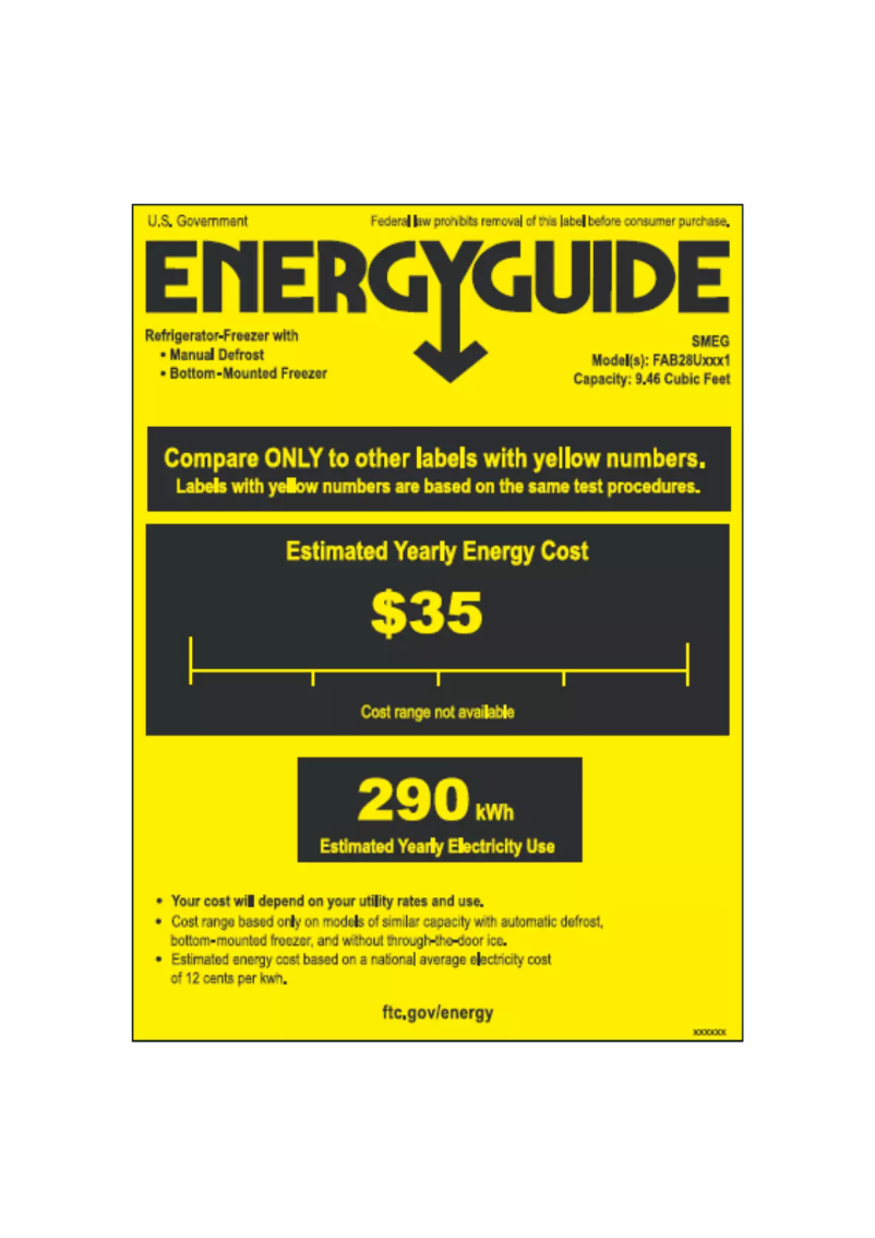 Page 1 de la notice Label énergétique Smeg FAB28UL1