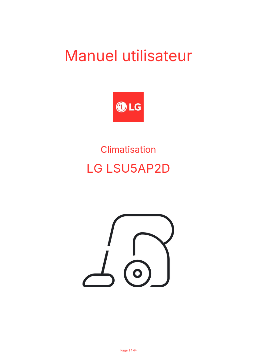 Page n°1 - Manuel utilisateur LG LSU5AP2D