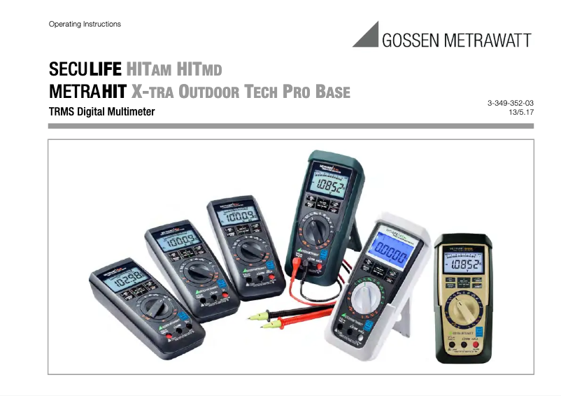 Page 1 de la notice Manuel utilisateur Gossen Metrawatt MetraHit AM Xtra