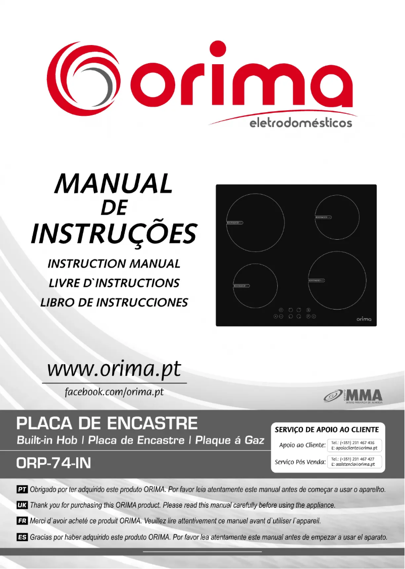 Page 1 de la notice Manuel utilisateur Orima ORP-74-IN