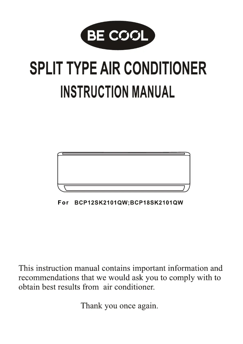 Page 1 of the manual User Manual Be Cool BCP18SK2101QW