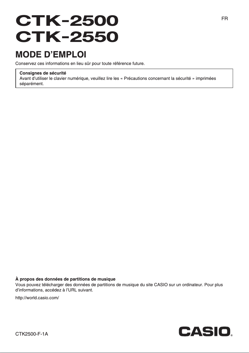 Image de la première page du manuel de l'appareil CTK-2550