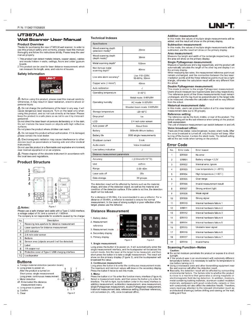 Page n°1 - Manuel utilisateur Uni-T UT387LM