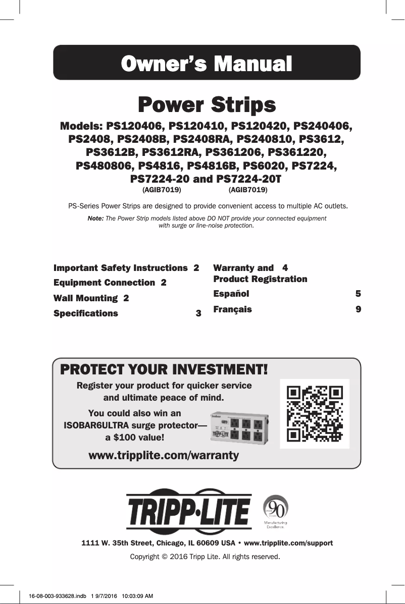 Page 1 de la notice Manuel utilisateur Tripp Lite PS3612B