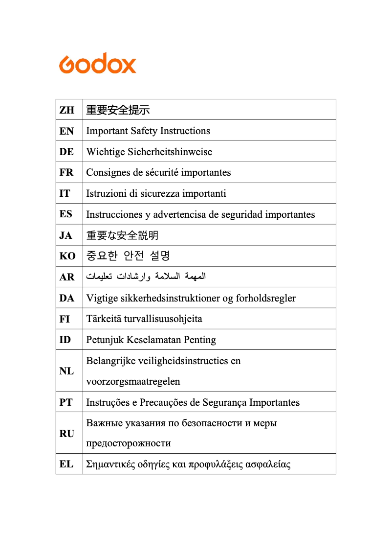 Page 1 de la notice Manuel utilisateur Godox S60Bi